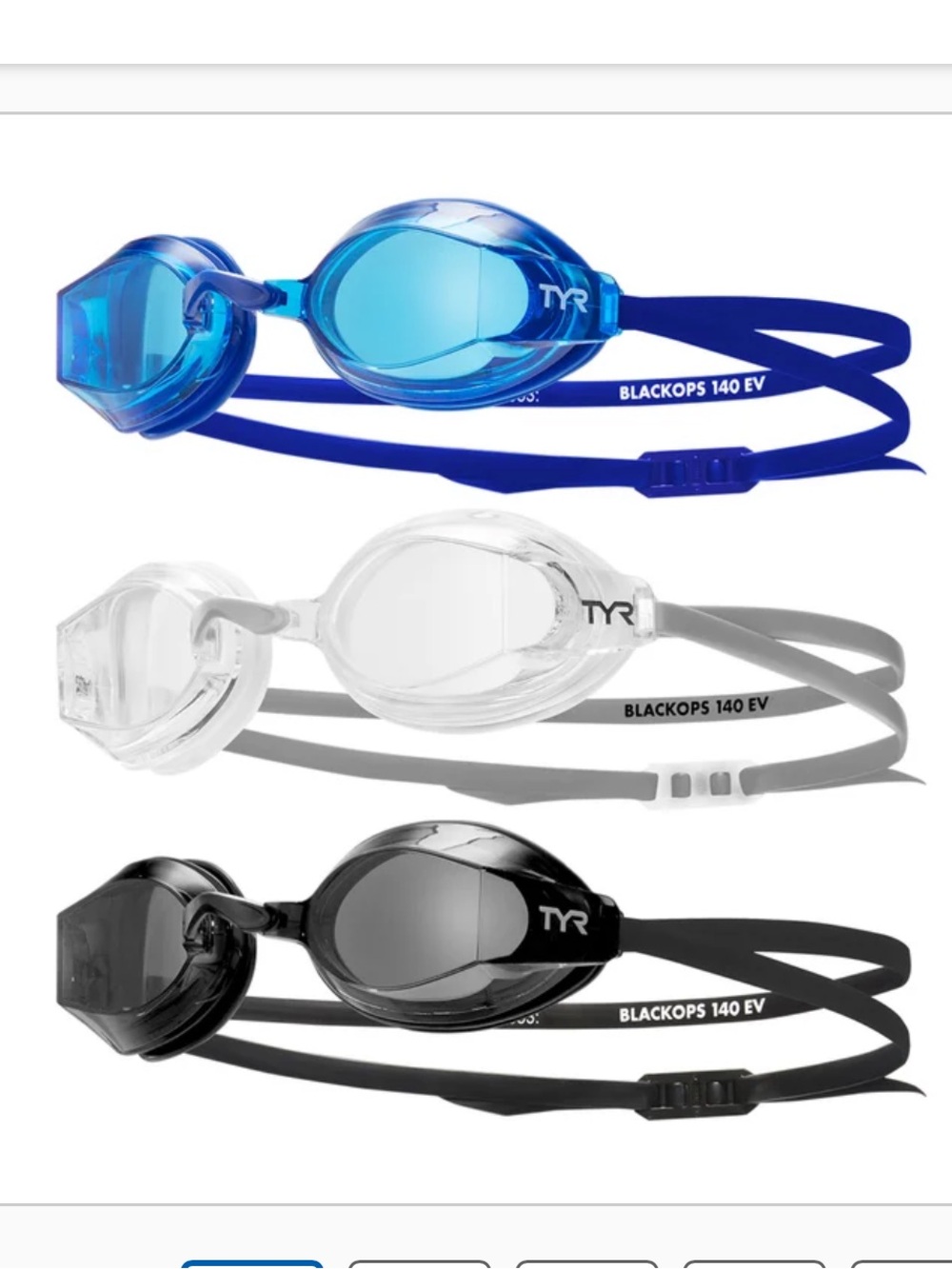 TYR Adult Blackops 140 EV Racing Swim Goggle 3-pack